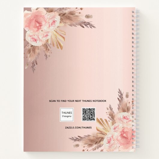 Gastboek roos gouden bloemen pampas Vrijgezellenfe Notitieboek (Achterkant)