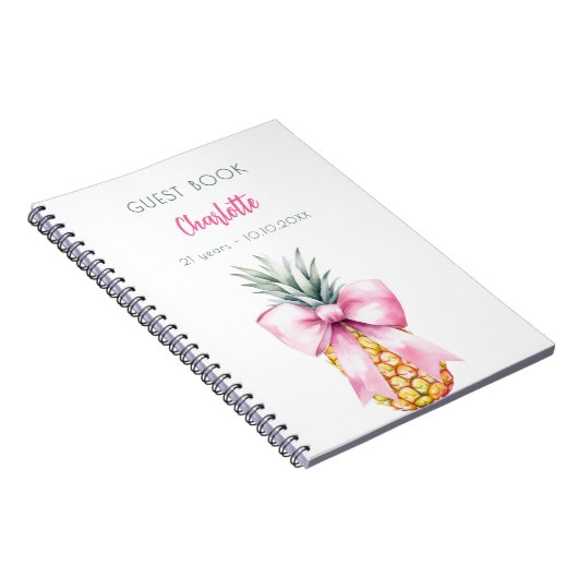 Gastboek roze boog ananas verjaardagsfeestje notitieboek (Rechterzijde)