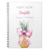 Gastboek roze boog ananas verjaardagsfeestje notitieboek (Voorkant)
