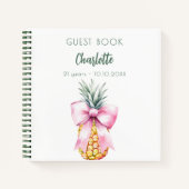 Gastboek roze boog ananas verjaardagsfeestje notitieboek (Voorkant)