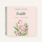 Gastboek roze flamingo verjaardagsfeestje notitieboek (Voorkant)