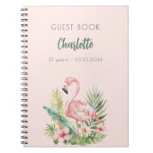Gastboek roze flamingo verjaardagsfeestje notitieboek (Voorkant)