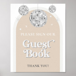 Gastboek Sign Disco Ball Baby shower Poster