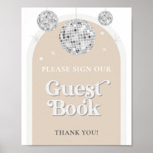 Gastboek Sign Disco Ball Baby shower Poster
