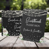 Gastboek Signing Black Sign Strings Lights Reclamebord Met Voetstuk