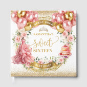 Gastboek Sweet 16 Blush Pink Gold Ballonnen Gastenboek (Voorkant)