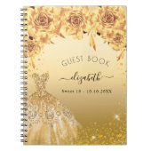 Gastboek Sweet 16 gouden glitterjurk Notitieboek (Voorkant)