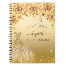 Gastboek Sweet 16 gouden glitterjurk Notitieboek