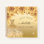 Gastboek Sweet 16 gouden glitterjurk Notitieboek (Voorkant)