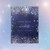 Gastboek Sweet 16 marineblauw zilverglitter Notitieboek