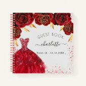 Gastboek Sweet 16 rode witte glitterjurk Notitieboek (Voorkant)