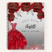 Gastboek Sweet 16 rood zilver glitter jurk Notitieboek (Voorkant)