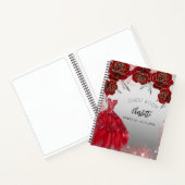 Gastboek Sweet 16 rood zilver glitter jurk Notitieboek (Binnen)