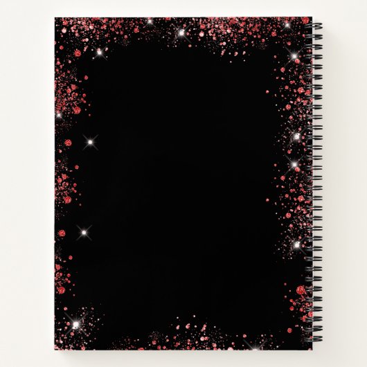 Gastboek Sweet 16 rood zwart glitter jurk Notitieboek (Achterkant)