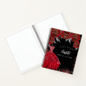 Gastboek Sweet 16 rood zwart glitter jurk Notitieboek (Binnen)