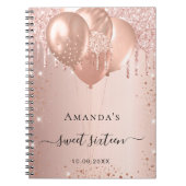Gastboek Sweet 16 roos gouden bruine glitter Notitieboek (Voorkant)
