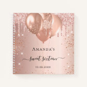 Gastboek Sweet 16 roos gouden bruine glitter Notitieboek (Voorkant)