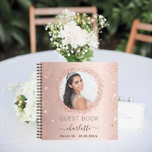Gastboek Sweet 16 roos gouden foto Notitieboek