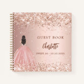 Gastboek Sweet 16 roos gouden jurk confetti Notitieboek (Voorkant)
