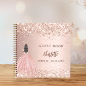 Gastboek Sweet 16 roos gouden jurk confetti Notitieboek