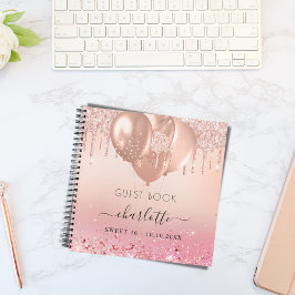 Gastboek Sweet 16 roos gouden roze ballonnen Notitieboek