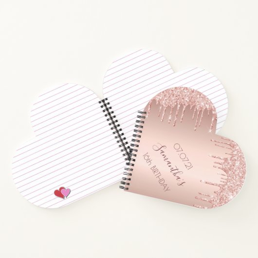 Gastboek Sweet 16 roos gouden roze druppels Notitieboek (Binnen)