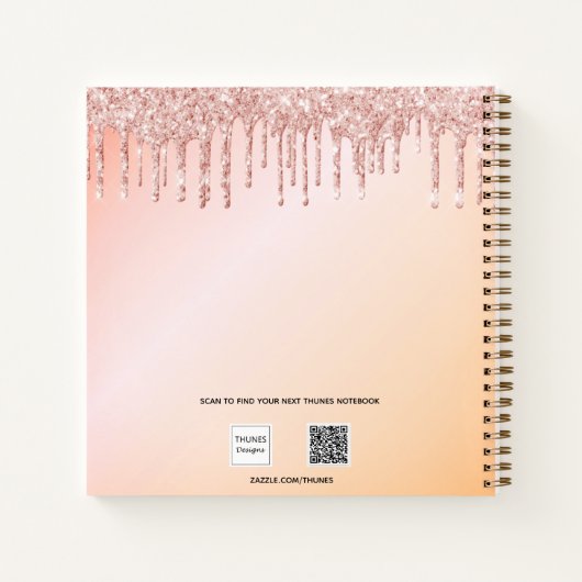 Gastboek Sweet 16 roos goudglitter druppelt bloem Notitieboek (Achterkant)