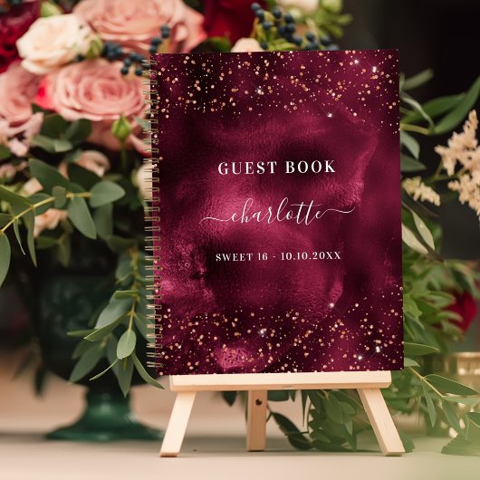 Gastboek Sweet 16 roos goudglitter Notitieboek