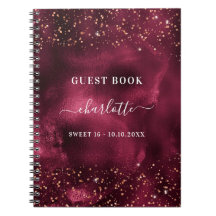Gastboek Sweet 16 roos goudglitter