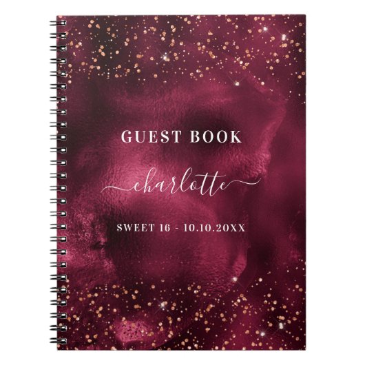 Gastboek Sweet 16 roos goudglitter Notitieboek (Voorkant)