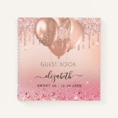 Gastboek Sweet 16 roze roze roze goudglitter Notitieboek (Voorkant)