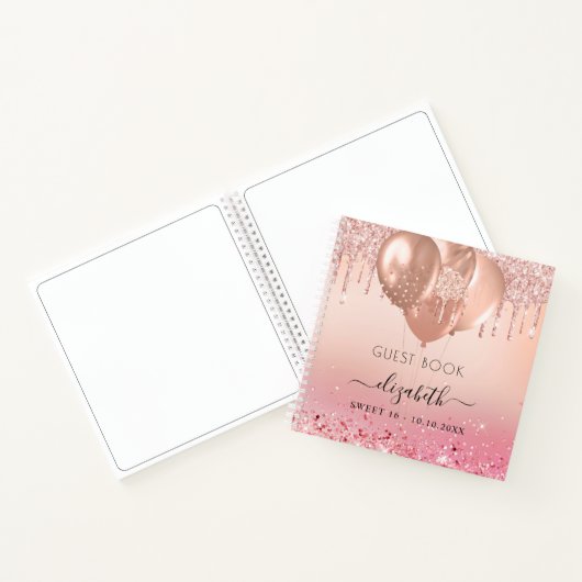 Gastboek Sweet 16 roze roze roze goudglitter Notitieboek (Binnen)