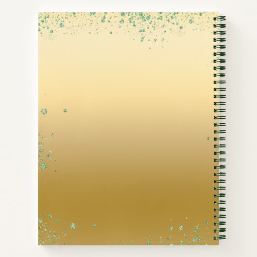 Gastboek Sweet 16 smaragdgroene goudjurk Notitieboek (Achterkant)