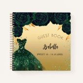 Gastboek Sweet 16 smaragdgroene goudjurk Notitieboek (Voorkant)