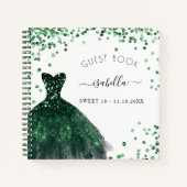 Gastboek Sweet 16 smaragdgroene jurk Notitieboek (Voorkant)