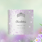 Gastboek Sweet 16 zilveren lavendel glitter tiara Notitieboek