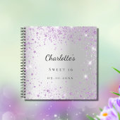 Gastboek Sweet 16 zilveren paarse glitter violet Notitieboek