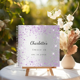 Gastboek Sweet 16 zilveren paarse glitter violet Notitieboek
