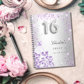 Gastboek Sweet 16 zilveren paarse glitterjurk Notitieboek