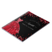 Gastboek Sweet 16 zwarte rode jurk glitter Notitieboek (Linkerzijde)
