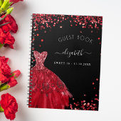 Gastboek Sweet 16 zwarte rode jurk glitter Notitieboek