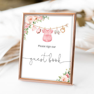 Gastboek teken Baby meisje kleding decor Poster