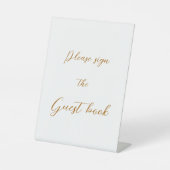 Gastboek teken bruiloft gouden script reclamebord met voetstuk (Voorkant)