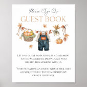 Gastboek Teken Pompoen Rustieke Herfst Baby shower Poster (Voorkant)