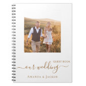 Gastboek trouwfoto wit goud modern notitieboek (Voorkant)