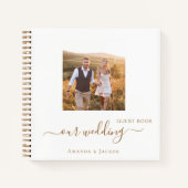 Gastboek trouwfoto wit goud modern notitieboek (Voorkant)