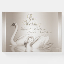 Gastboek Trouwzwanen Damask Cream White Gastenboek