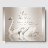 Gastboek Trouwzwanen Damask Cream White Gastenboek (Voorkant)