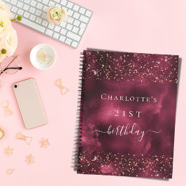 Gastboek Verjaardag Bourgogne roos goud Notitieboek