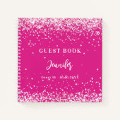 Gastboek verjaardag heet roze glitter meisje notitieboek (Voorkant)